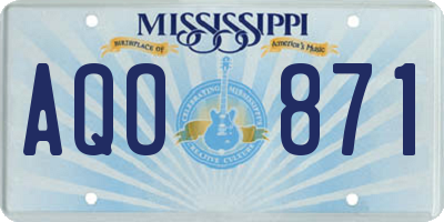 MS license plate AQO871