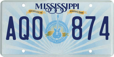 MS license plate AQO874