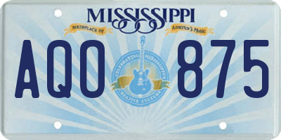 MS license plate AQO875