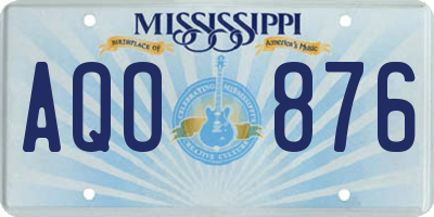 MS license plate AQO876