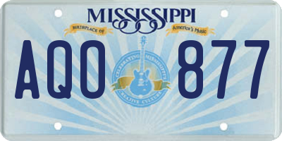 MS license plate AQO877