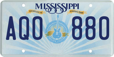 MS license plate AQO880