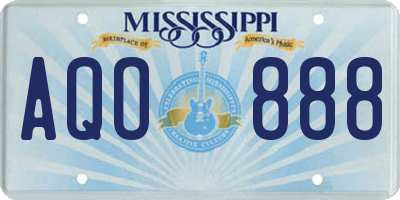 MS license plate AQO888