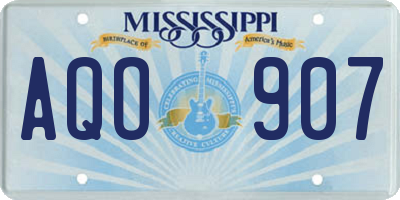 MS license plate AQO907