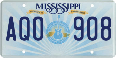 MS license plate AQO908