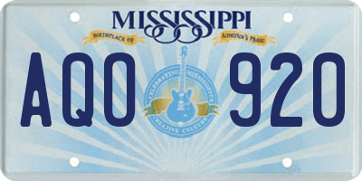 MS license plate AQO920