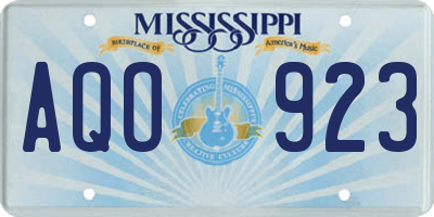 MS license plate AQO923