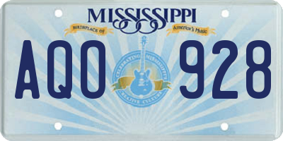 MS license plate AQO928
