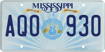 MS license plate AQO930