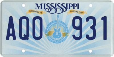MS license plate AQO931