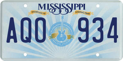 MS license plate AQO934