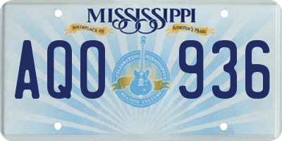 MS license plate AQO936
