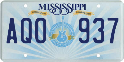 MS license plate AQO937