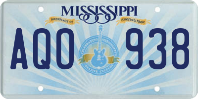 MS license plate AQO938