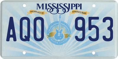 MS license plate AQO953