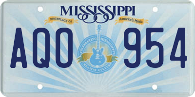 MS license plate AQO954