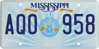 MS license plate AQO958
