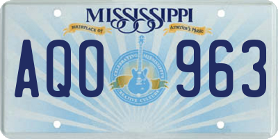 MS license plate AQO963