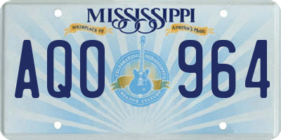 MS license plate AQO964