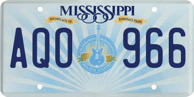 MS license plate AQO966