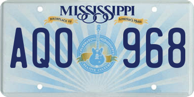 MS license plate AQO968