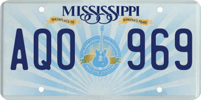 MS license plate AQO969