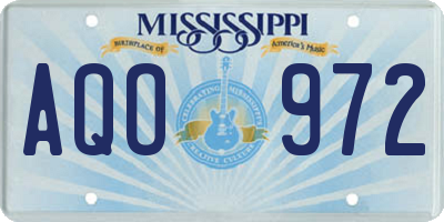 MS license plate AQO972