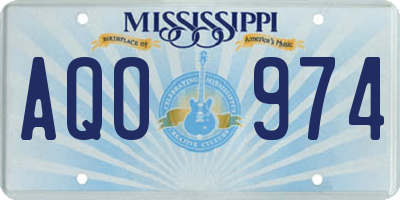 MS license plate AQO974