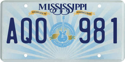 MS license plate AQO981