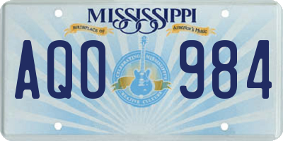MS license plate AQO984