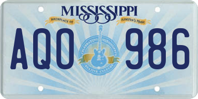 MS license plate AQO986