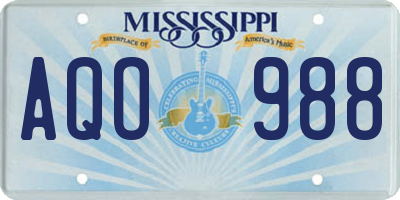 MS license plate AQO988