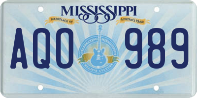 MS license plate AQO989