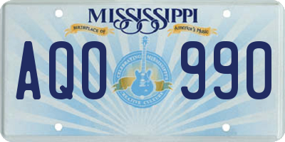 MS license plate AQO990