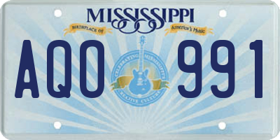 MS license plate AQO991