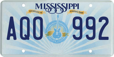 MS license plate AQO992