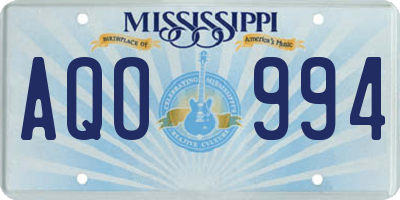 MS license plate AQO994