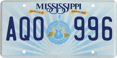 MS license plate AQO996