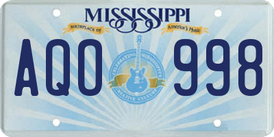 MS license plate AQO998