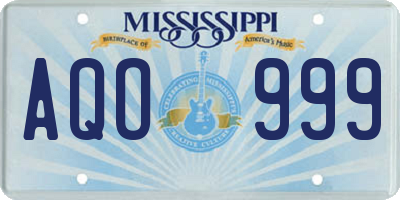 MS license plate AQO999