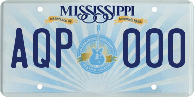 MS license plate AQP000