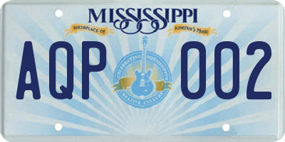 MS license plate AQP002
