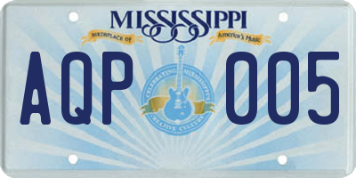 MS license plate AQP005