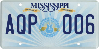 MS license plate AQP006