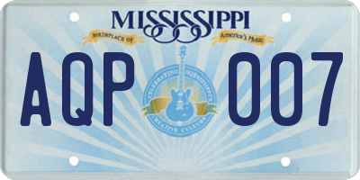 MS license plate AQP007