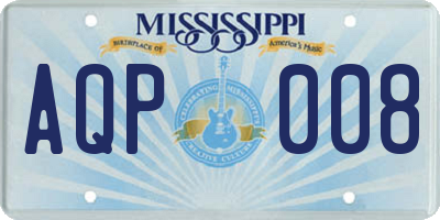 MS license plate AQP008