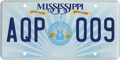 MS license plate AQP009