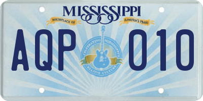 MS license plate AQP010