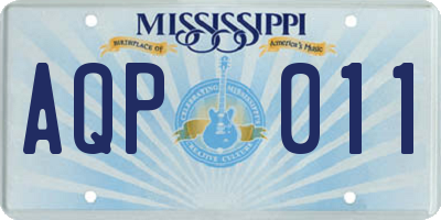 MS license plate AQP011