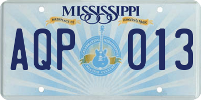 MS license plate AQP013